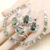 Olive Green Cz  Jewelry Sets For Women Wedding Earrings Bracelet Rings Necklace Pendant Gift Box