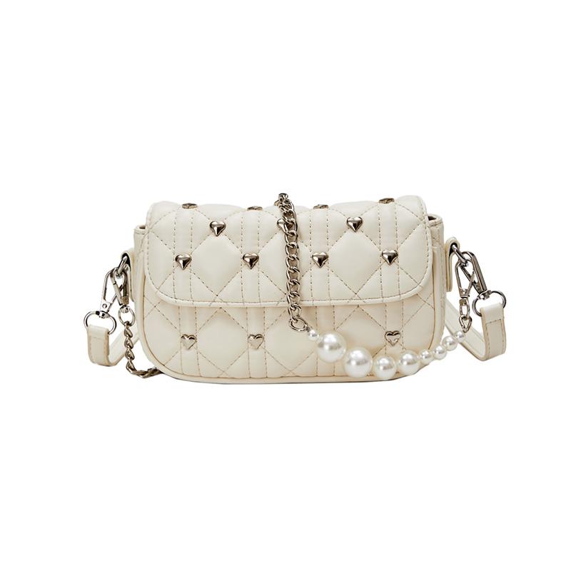 Pearl Chain Texture Crossbody Bag for Women Love Texture One Shoulder Armpit Bags Versatile Shopping Switch Bags Trend