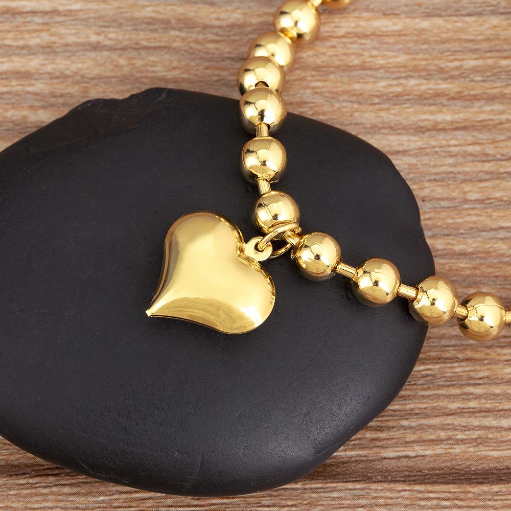 Nidin New Retro Love Shape Copper Beads 4mm/6mm/8mm Charm Bracelets For Female Birthday Party Jewelry Accessories Fine Gifts