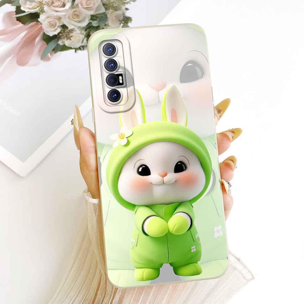 For Oppo Reno3 Pro 5G PCRM00 Case Cute Cartoon Cat Rabbit Silicone Back Cover For Reno 3 Pro PCRT00 CPH2009 Phone Cases Capa