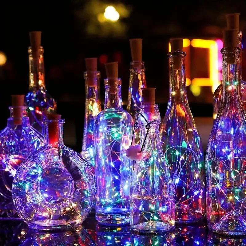 Battery Powered LED Wine Bottle Cork String Lights Waterproof Fairy Copper Wire Lamp for Bar Party Wedding Christmas Holiday Home Decoration