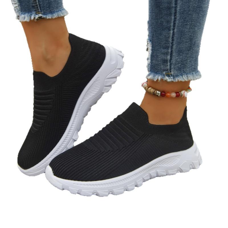 Unisex Knitted Loafers, Round Toe Slip-On Flats, Breathable Casual Shoes Wholesale for Men and Women
