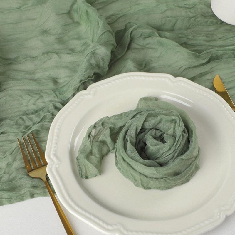 

Богемный Твист Тюлевая Дорожка на Стол - Мятая Элегантность для Свадеб и Мероприятий 90x180cm зелёный