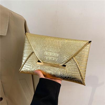Fashion Crocodile Pattern Bag 2024 Autumn New Simple Hand-held Envelope Bag New Temperament Simple Hand-held Bag