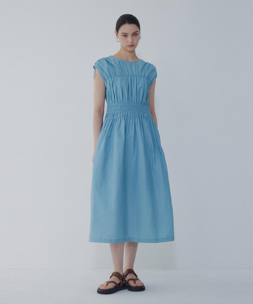 Bobeu Voluminous Shirred Long Dress_Blue 7156237002