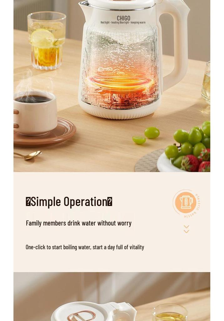 Zhigao Household Electric Kettle with Auto Power-off, Large Capacity, and Insulation for Dormitories.