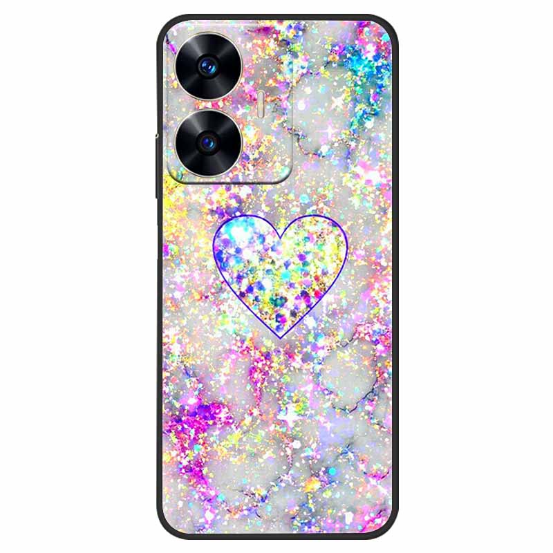 Phone Cover For Realme C55 Case Black Silicone Fundas For Realme C55 RMX3710 TPU Soft Back Coque Star Painted on RealmeC55 C 55