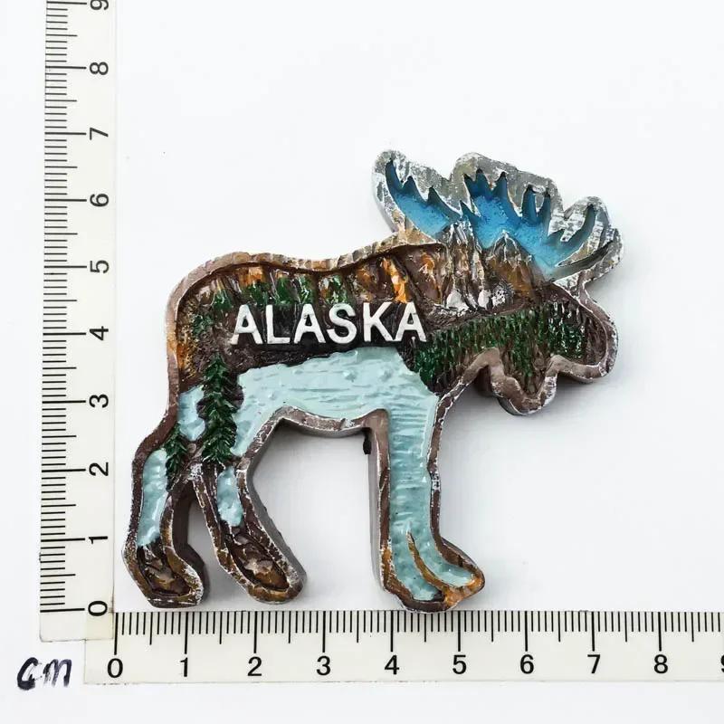 USA Alaska Bear Kawaii Fridge Magnets Tourism Souvenir British Canada Bear Refrigerator Magnetic Stickers Cute Magnet Decor Gift