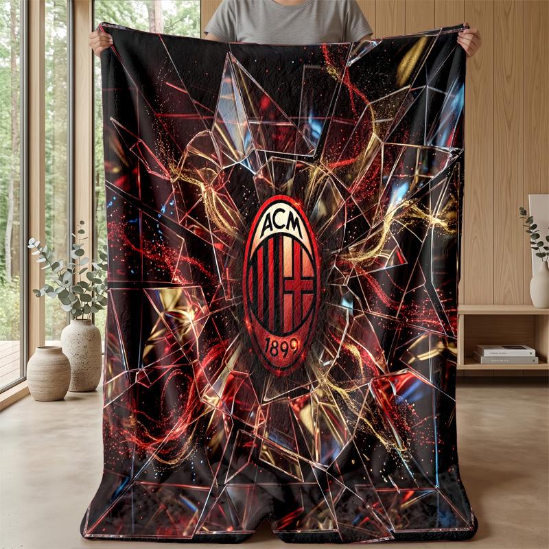 AC Milan Theme Blanket Soft Flannel Blanket Plush Throw Blanket Cozy Sofa Bed Blanket for Home Decor