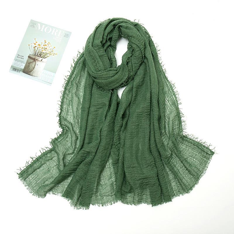 Hot-selling New Simple Solid Color Wrinkled Cotton and Linen Scarf, Soft and Skin-friendly In Winter, Warm Scarf Women