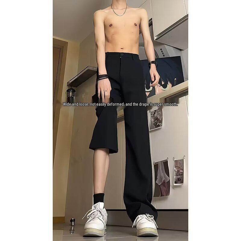 

Men s Black High-Waisted Micro Flare Casual Pants With Slimming Effect and Substantial Drape 2XL чорний
