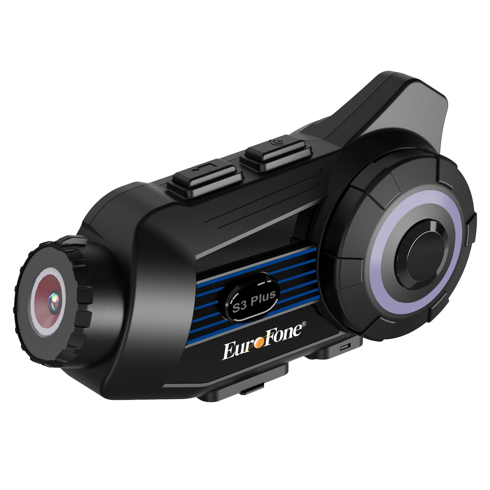 

Мотоциклетная гарнитура EuroFone S3 Plus с одновременной связью до 2000 м, 2K HD, 8 часов непрерывной работы, WiFi-циклическая запись, широкоугольный объектив, музыка Hi-Fi звук, FM, IP67, Bluetooth Mesh синий