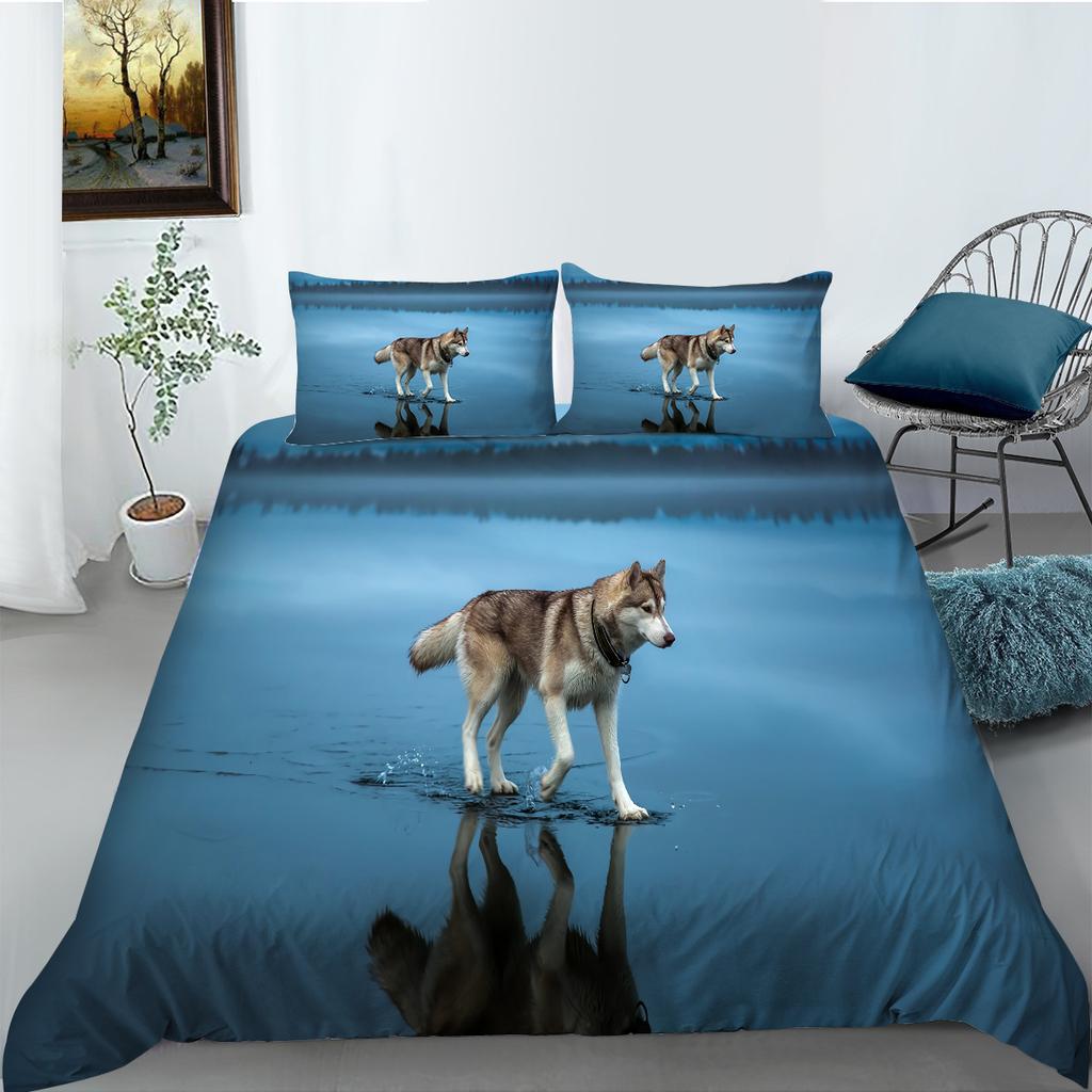 Pattern Wolf 3D Digital Printing Bedding Two Three Piece Set Polyester