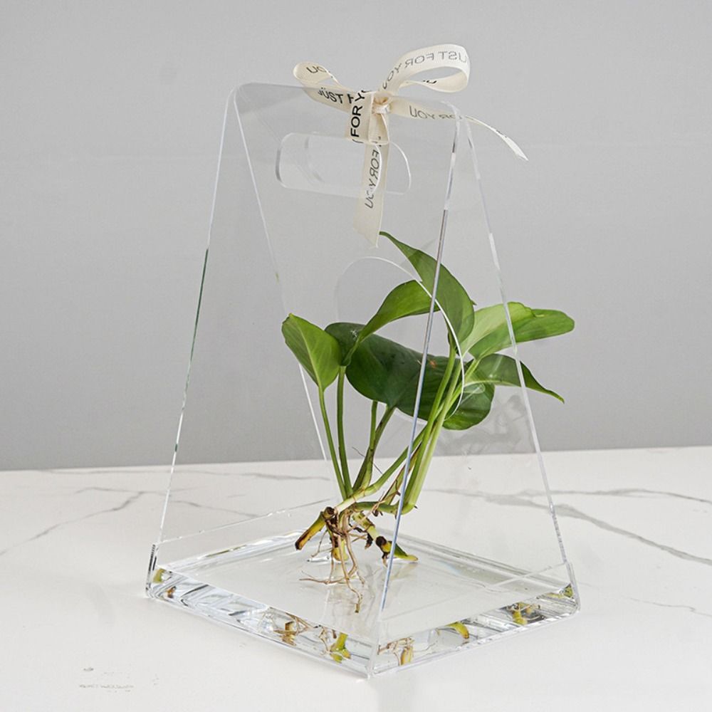 Transparent Acrylic Flower Box Reusable Hand Bag Bouquet Wrapping Bag Portable Packing Material Flower Bag Valentine Day