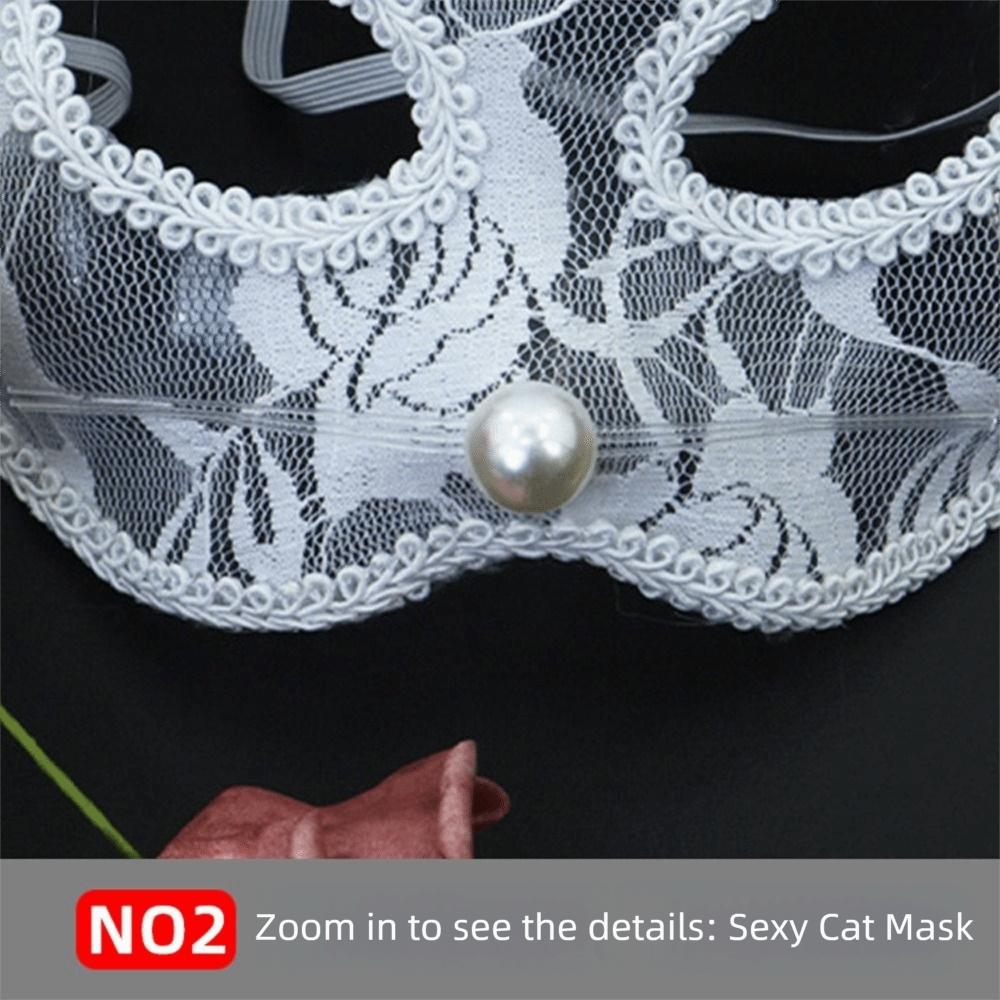 New Cat Face Masquerade Mask Black White Lace Costume Accessories Women Lace Mask Fun Prop Girls Eye Mask Theme Party