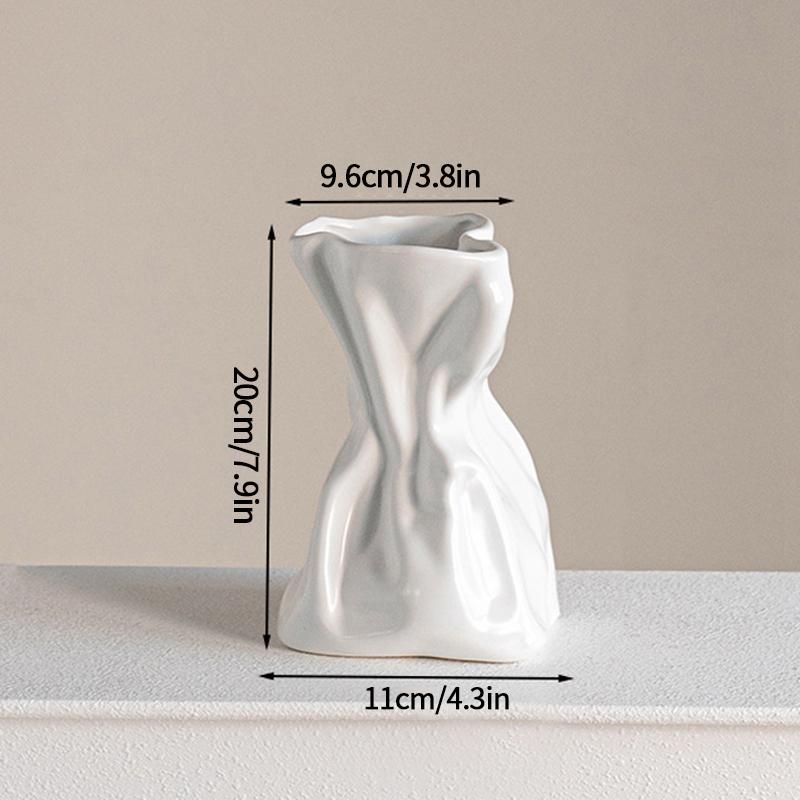 Plastic Flower Vase Modern Simple White Vase Home Room Decoration Ornaments Artistic Plant Pot Interior Decor Table Ornament