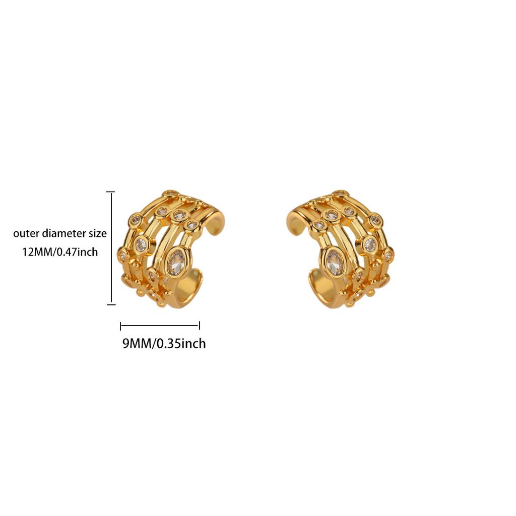 Vintage Luxury Multilayer Zircon Clip Earrings for Women Cooper Gold Color Crystal Earring 2026 New Fashion Wedding Zircon Gift