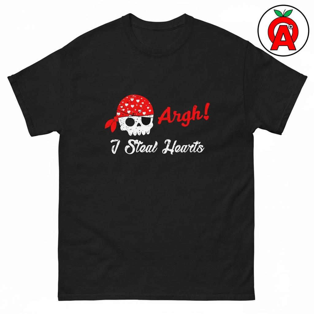 Pirate Heart Stealing T-Shirt, Skull Graphic Shirt, Argh Classic TShirt, Swashbuckling Casual Top, Adventure Crew Neck Tee