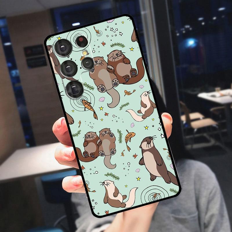 Cute Cartoon Otter Case For Samsung Galaxy S22 S23 Ultra S21 S20 FE S9 S10 Note 10 Plus Note 20 Ultra Cover