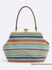 2026 Women's Handmade Mini Straw Shell Shoulder Bag with Kiss Lock Closure.