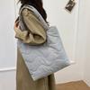 Soft waxy cotton tote bag Female commuter student class shoulder bag Lightweight nylon bag Solid color waterproof handbag