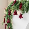 2pcs Gift Idea Red Christmas Tree Pendants Lollipop Bow Bell Candy Cane Pendants Flocked Xmas Tree Pendant Party Decor