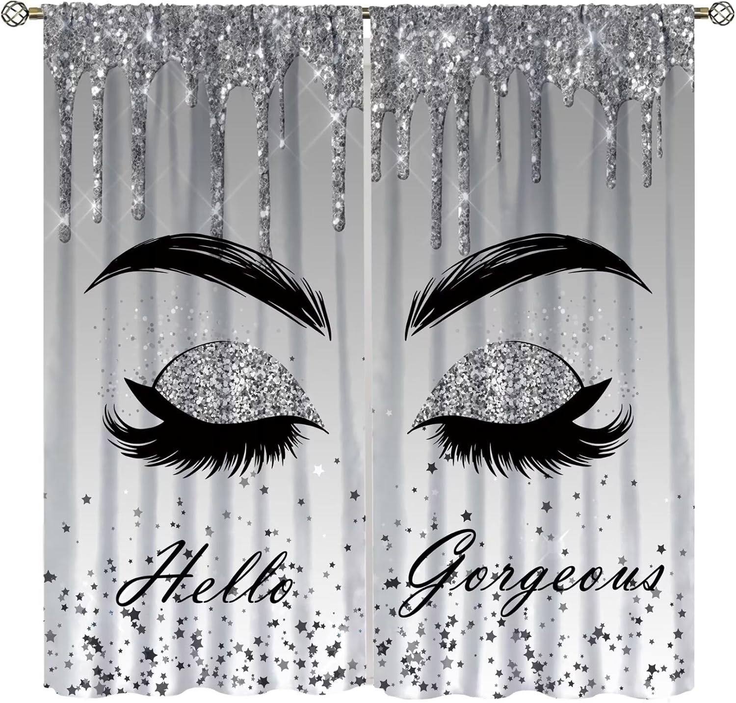 Pink Leopard Lips Fashion Curtain Valentine S Day Sexy Mouth Love Kiss Cheetah Animal Skin On Black Modern Printed Rod Pocket 53x116CM-2PC