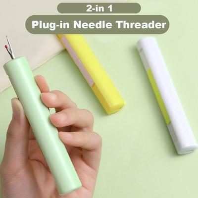2 In 1 Plug-in Needle Threader Stretchable Multi-function Seam Ripper Tool Embroidery Stitch Remover Needle Threading Tool