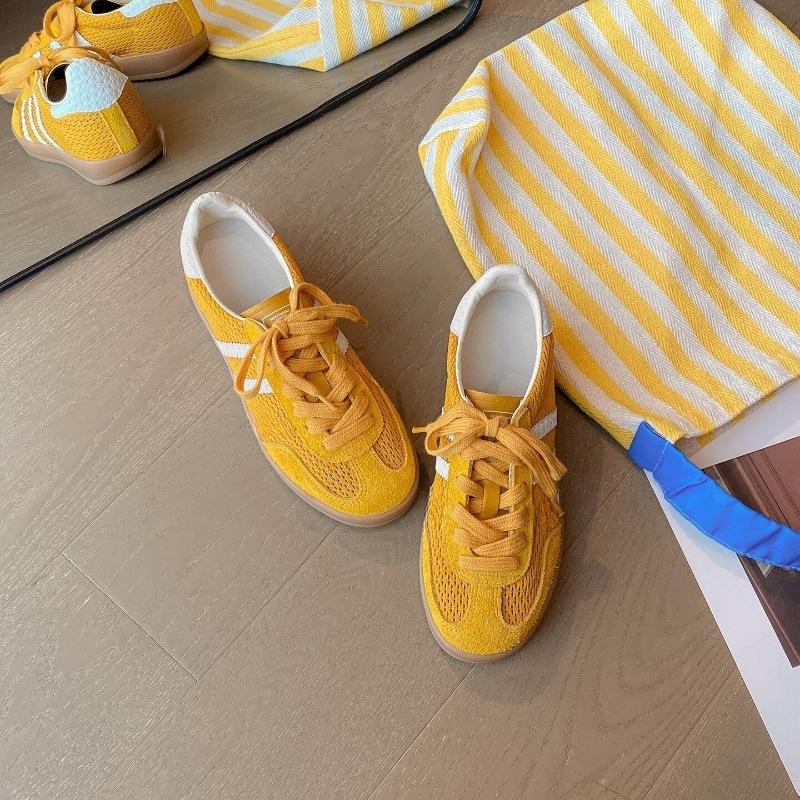 Red leather German training shoes women's 2025 new inner height increase mesh casual sports shoes versatile low-top Forrest Gump board shoes