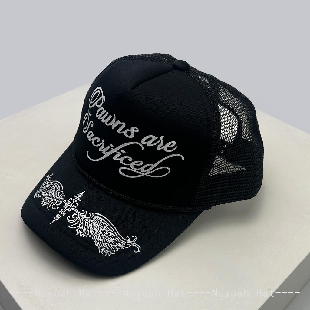 New Unisex Personal Printed Letters Wing Baseball Hats Hip Hop Breathable Color Block Sunshade Trucker Caps Mesh Versatile Ins