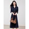 Women's Shirt Collar A-Line Midi Dress