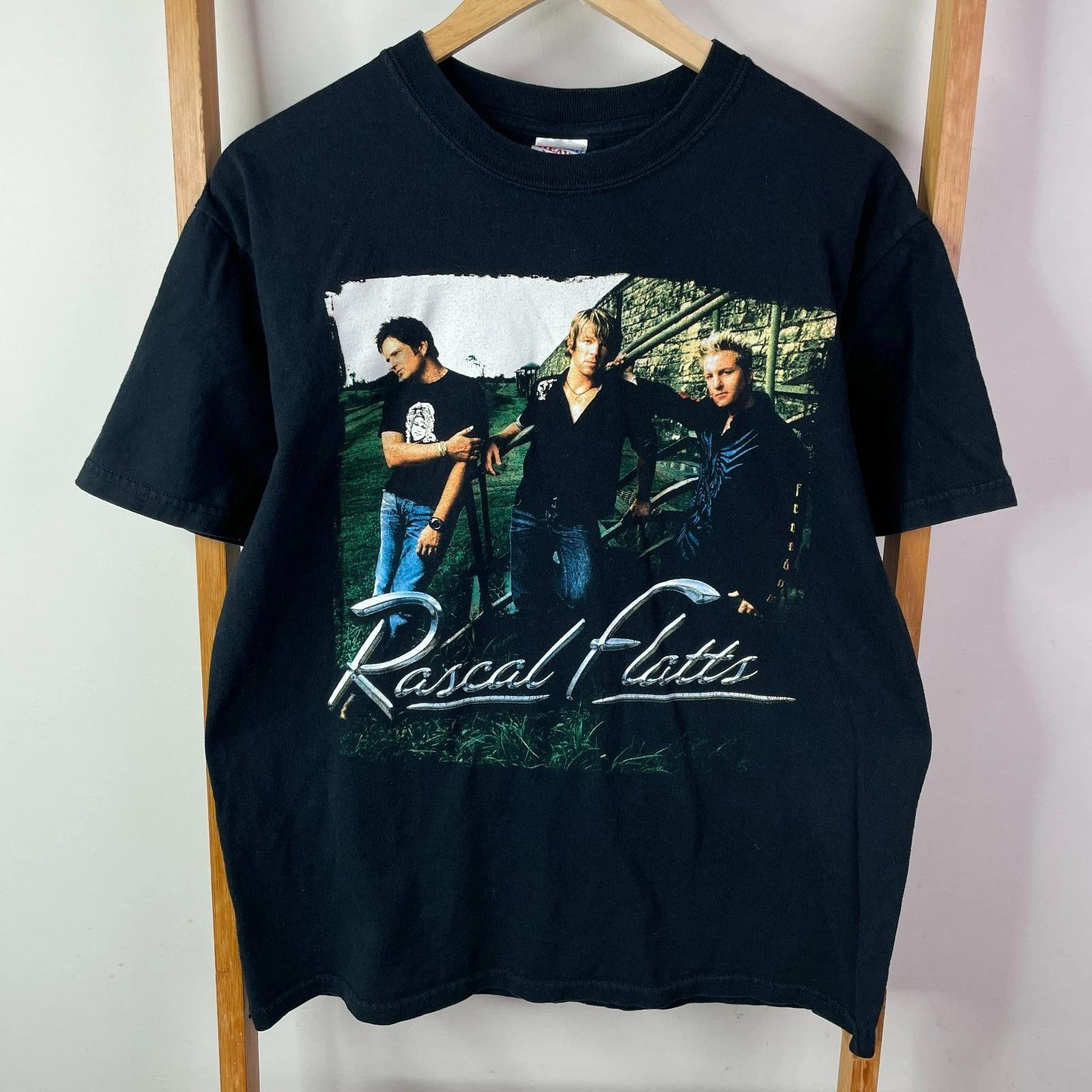 Rascal Flatts Shirt Mens Medium Black Graphic Print Concert Tour Tee Cotton L