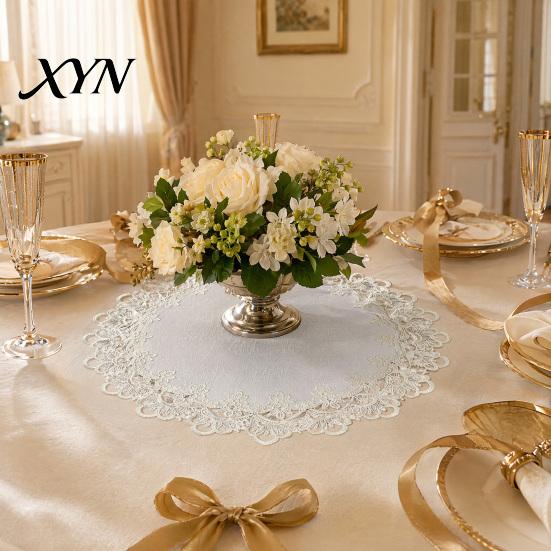 Romantic Simple Design Placemat White Lace Placemat, Foldable Soft Anti-Wrinkle Table Mat, Heat And Bark-grain Resistant Non-Yellowing Durable Dining
