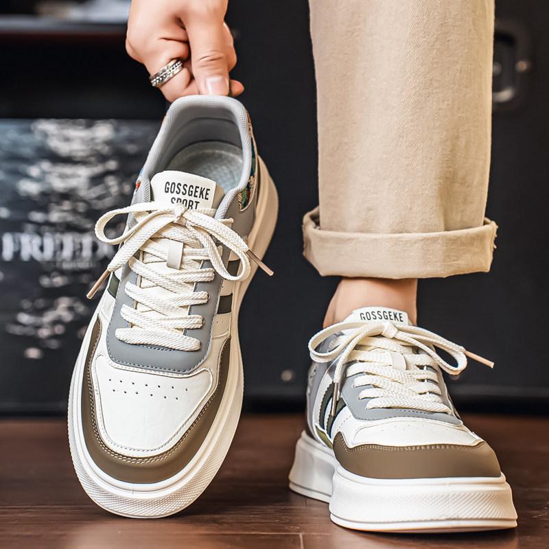 New Spring Casual Board Shoes, Youth Leather Surface Sports Thick Sole Increase