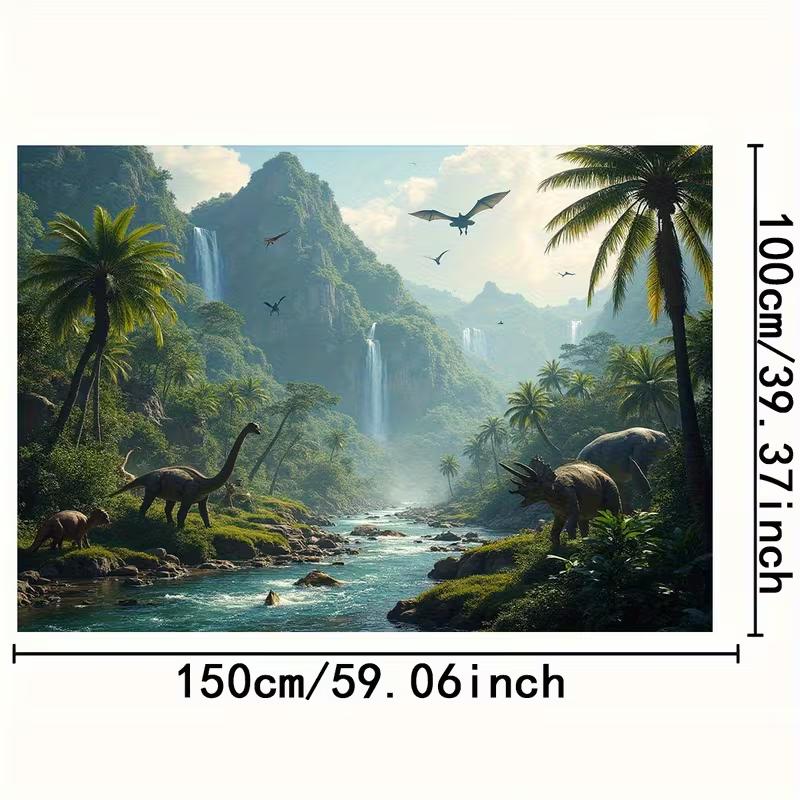 2D Jurassic Dinosaur Backdrop, Prehistoric Jungle Photography Background
