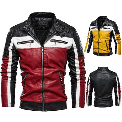 Veste en Cuir Polaire Veste Homme Vêtements Locomotive Jeunesse Assortie aux Couleurs Grande Taille Nouvelle Mode Veste en Cuir