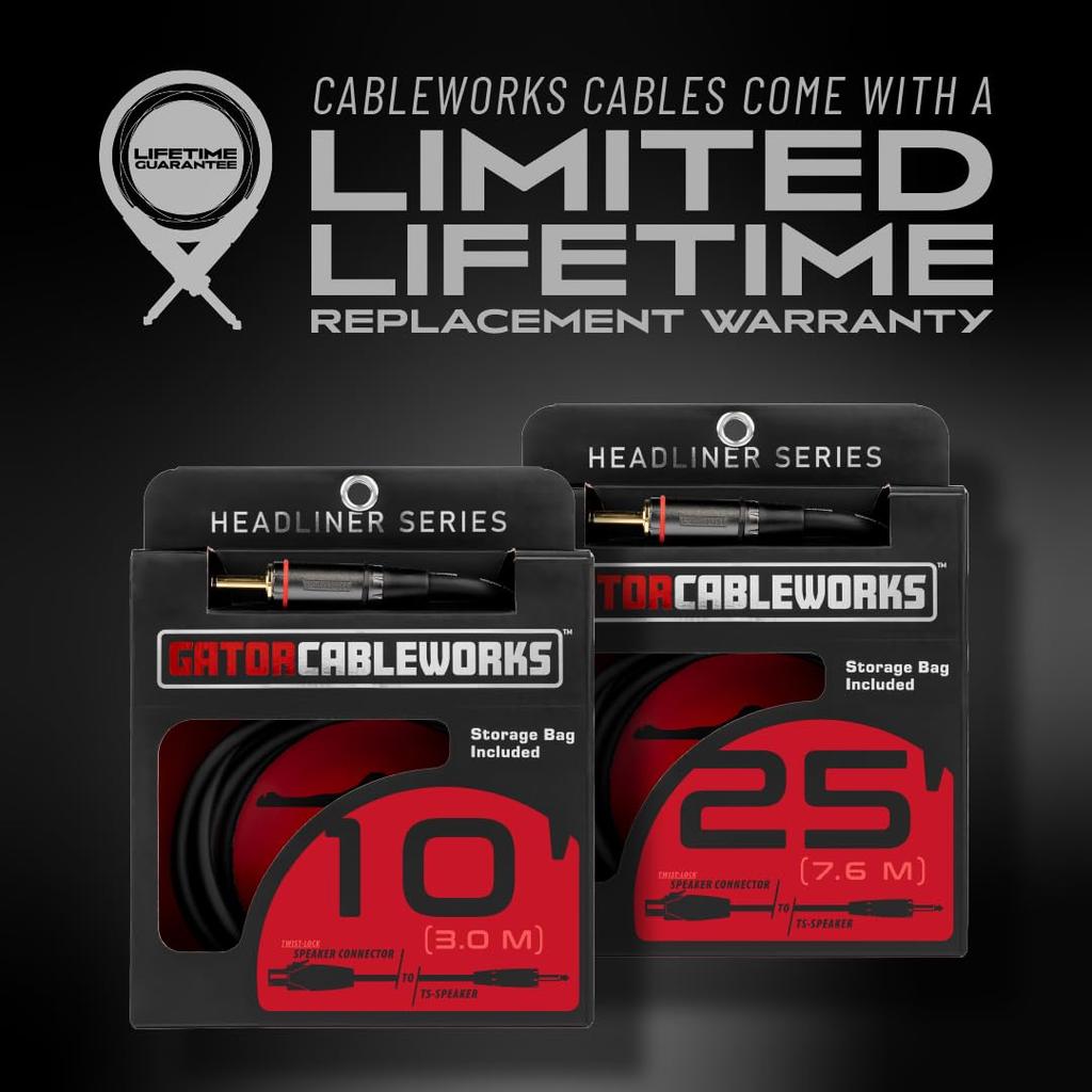 Cableworks by Gator Cases Headliner Series Speaker Cable (25ft TS-Phone/Speakon) GCWH-SPK-25-1TL