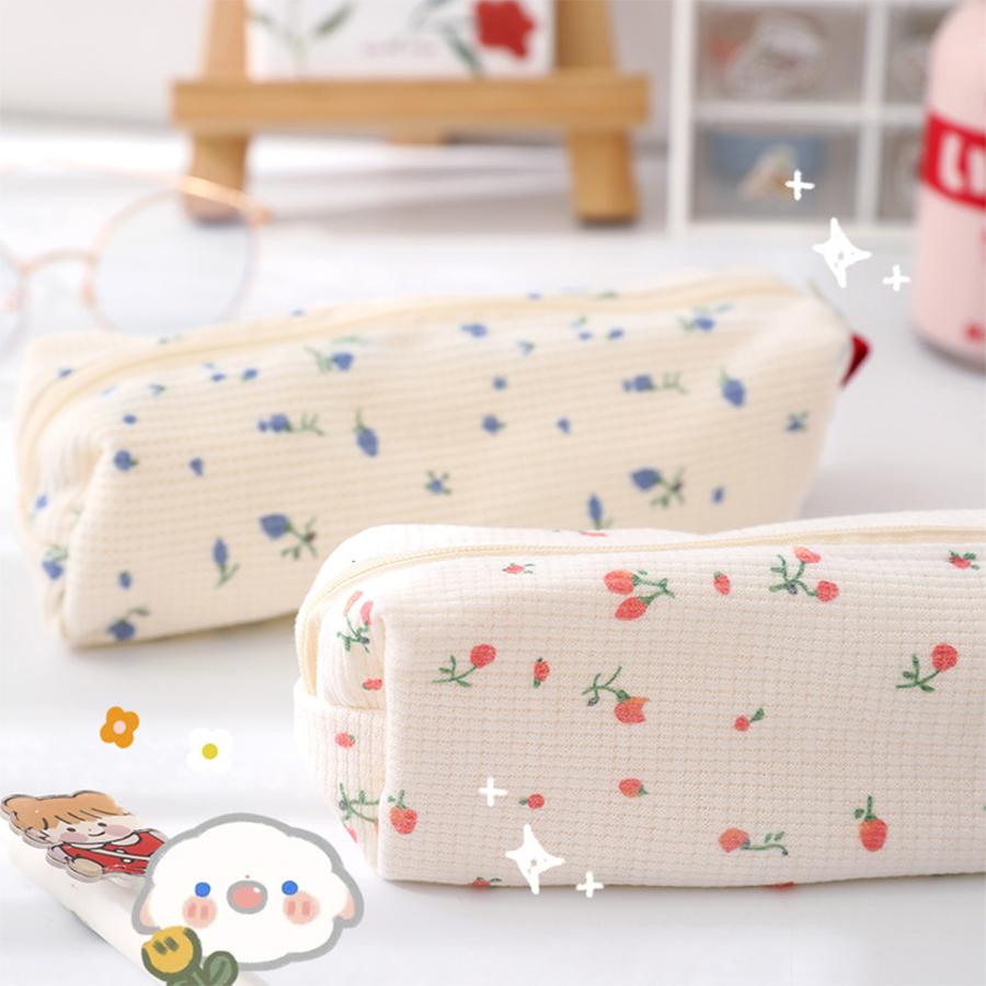 Kawaii Pencil Case Homemade Simple Small Floral Pen Bag Cute Mini Stationery Storabag Learning Office Supplies Stationery
