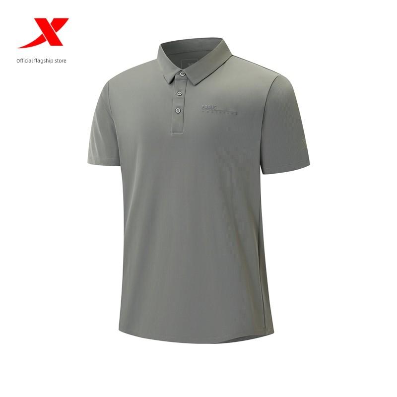 Xtep Sports Polo Shirt for Men, Breathable, New Summer Style, Genuine Men's Clothing, Elastic Short-Sleeve, Quick-Dry, Breathable Half-Sleeve