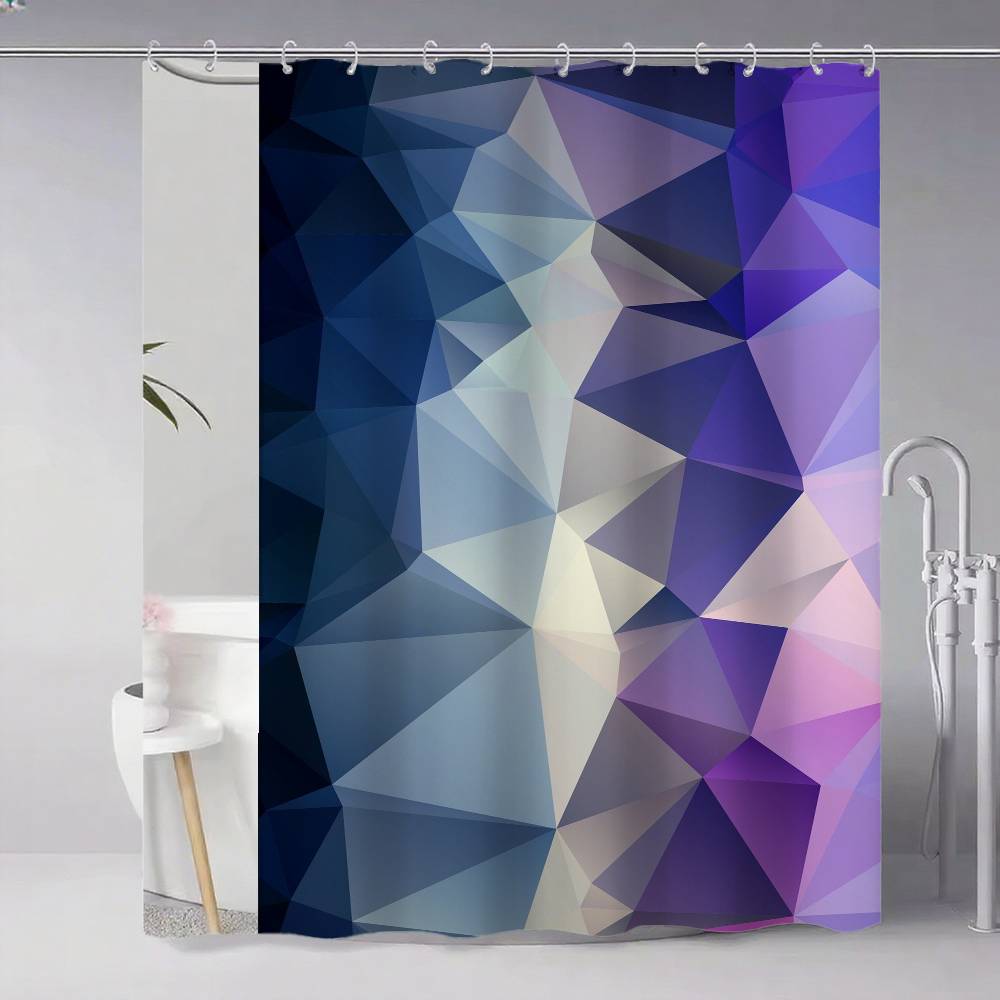 Geometry Color Shower Curtain, Bathroom Decorative Shower Curtain, Waterproof Shower Curtain With Hooks