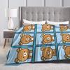 Cute Bear Rilakkumas Flannel Blanket Winter  Warm Throw Blanket for Kids Adult Bedroom Funny Bedspread Sofa Bed Cover