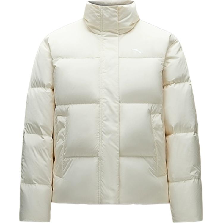Anta Four Grid Three Defense Short Duck Down Puffer Jacket Women Outerwear Vanilla Cream 962447907-1