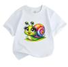 Kids Boys Girls 100% Cotton Crew Neck Short Sleeve T-Shirt, Cute Cartoon Rainbow Snail Print Casual Soft Breathable Summer Tee for Daily Wear