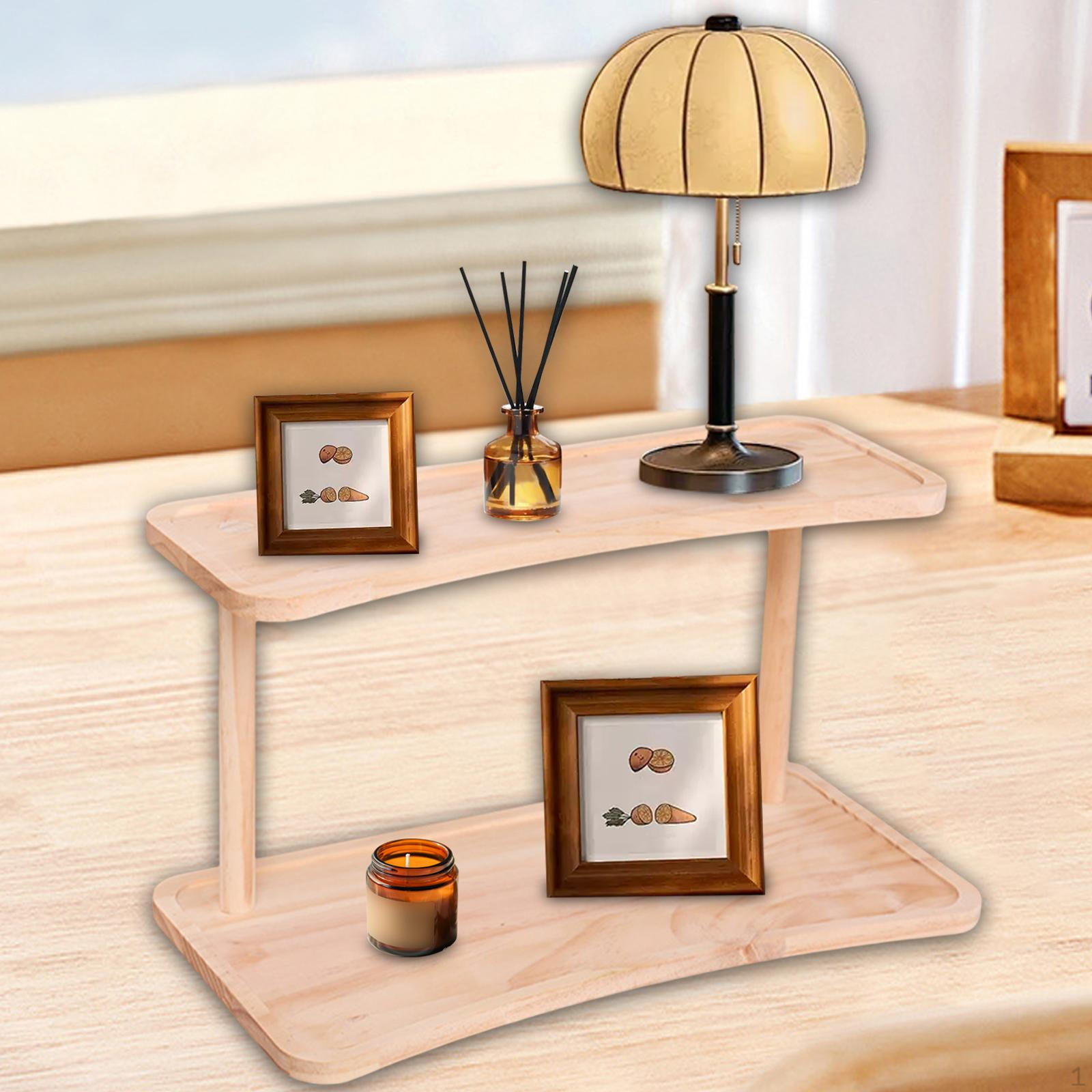 

Двухуровневый настольный органайзер для офисного и домашнего использования с хранением косметики и специй коричневый