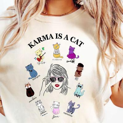 Swiftie Karma Is A Cat Shirt, The Era Cat Shirt, Swiftie Music Lover Tee, Music Unisex T-Shirt
