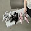 Eilyken Silk Pointed Toe Buckle Strap Women Pumps Elegant Thin High Heels Sandals Sexy Party Stripper Mules Shoes