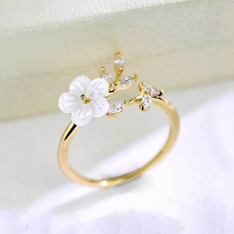 Fashion Light Luxury Temperament Flower Opening Adjustable Ring For Women Delicate Shining Inlaid Zirconia Banquet Jewelry