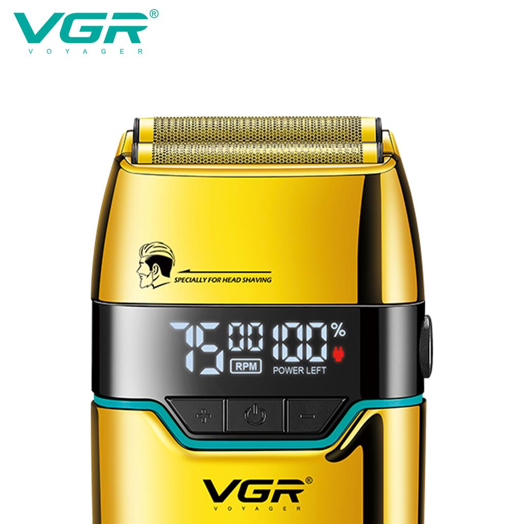 2026 VGR V-350 Men's Shaver Convenient Shaver Intelligent LED Digital Hair Trimming Dual-Head Shaver Metal Body Electric Rechargeable Shaver