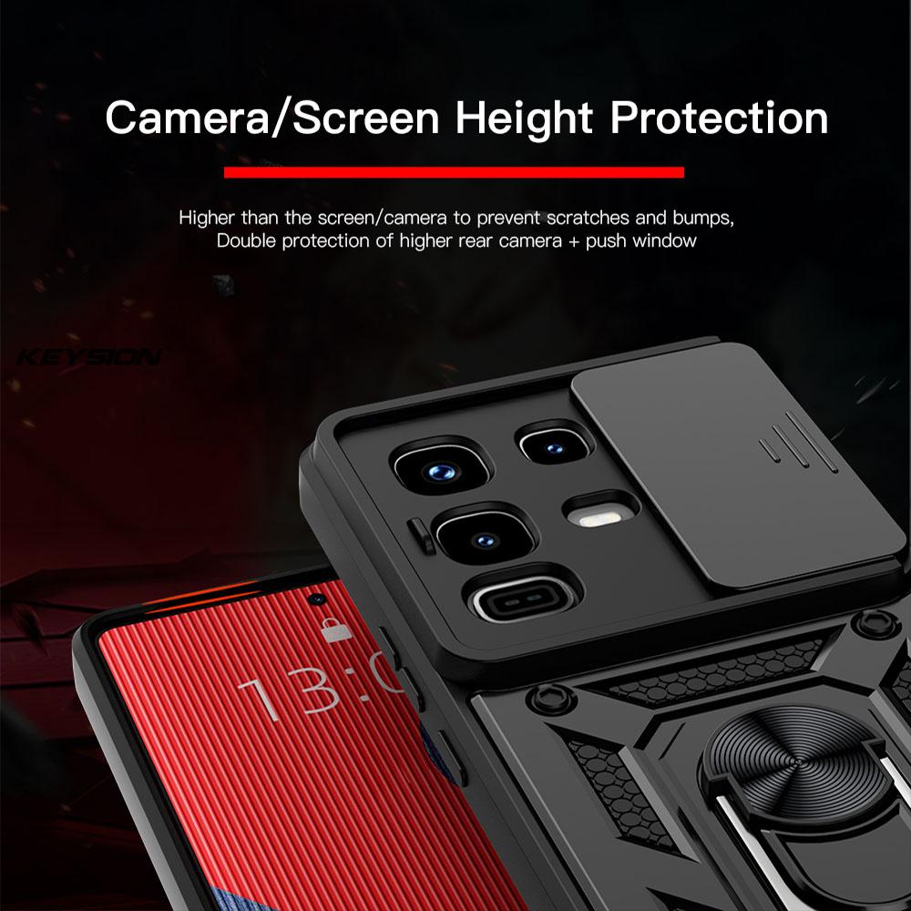 KEYSION Shockproof Case for Infinix Note 50 Pro+ 50S 50X 5G Slide Camera Protection Ring Phone Cover for Infinix Note 50 Pro 4G