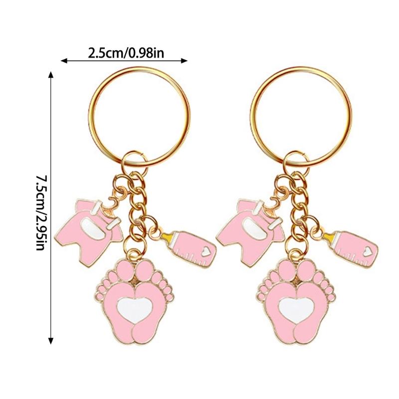 20Pcs Baby Month Celebration Souvenirs Party Decorations for Infant Welcoming Event Foot Pendant Keychains with Bags